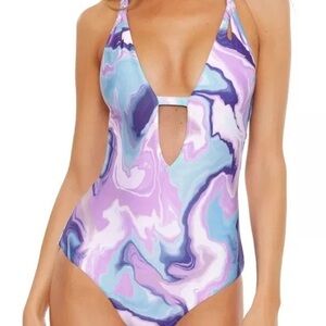 Becca by Rebecca L Orchid Virtue Split Strap One-Piece Plunge 1-pc Bathing Suit